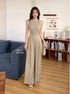 V-neck Halter Neck Sleeveless Jumpsuit